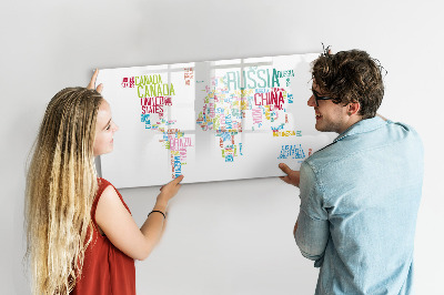 Magnetic erase board Map with country names