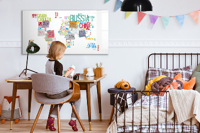 Magnetic erase board Map with country names