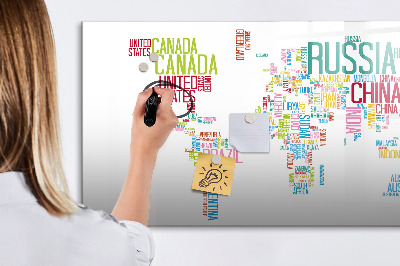 Magnetic erase board Map with country names