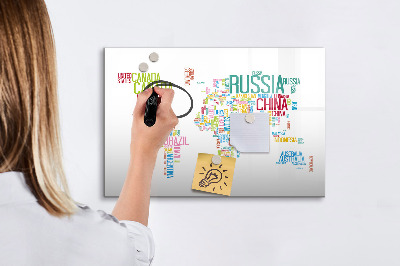 Magnetic erase board Map with country names