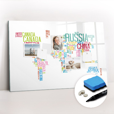 Magnetic erase board Map with country names
