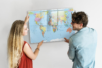 Magnetic writing board Political world map