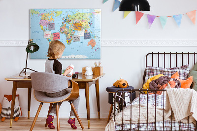 Magnetic writing board Political world map
