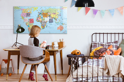 Magnetic board with marker Political World Map