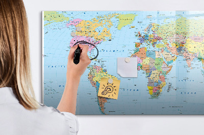 Magnetic writing board Political world map