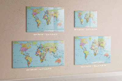 Magnetic writing board Political world map