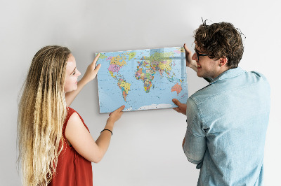 Magnetic writing board Political world map
