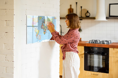 Magnetic writing board Political world map