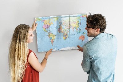 Magnetic board with marker Political World Map