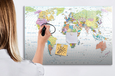 Magnetic erase board Political world map