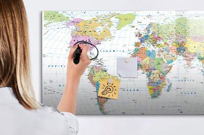 Magnetic erase board Political world map