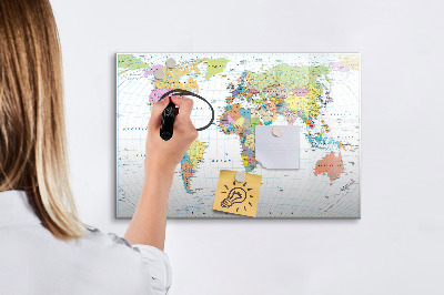 Magnetic erase board Political world map