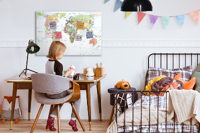 Magnetic erase board Political world map