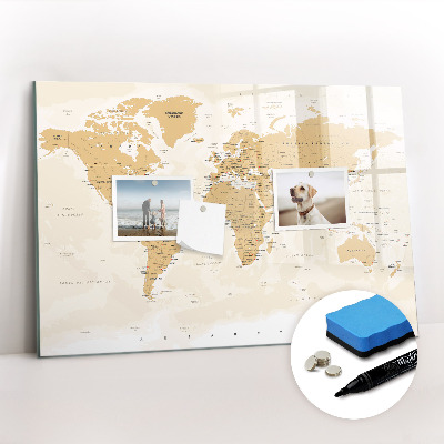 Magnetic writing board Political map of the world
