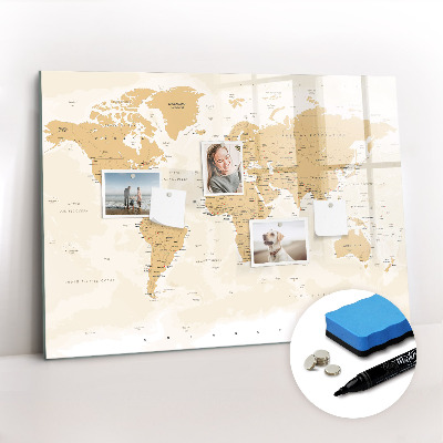 Magnetic writing board Political map of the world