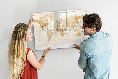 Magnetic board for writing Political map of the world