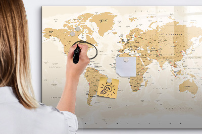 Magnetic board for writing Political map of the world