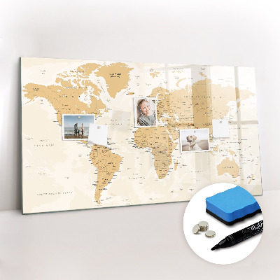 Magnetic writing board Political map of the world
