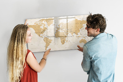 Magnetic board for writing Political map of the world