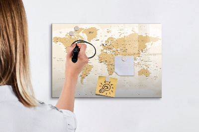 Magnetic writing board Political map of the world