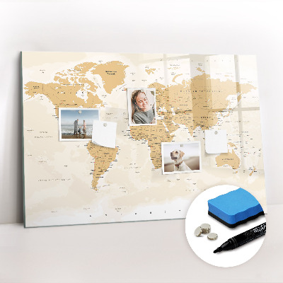 Magnetic writing board Political map of the world
