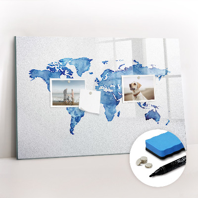 Magnetic erase board Watercolor world map