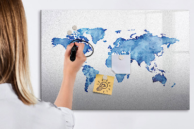 Magnetic erase board Watercolor world map