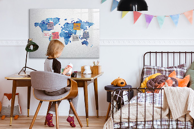 Magnetic erase board Watercolor world map