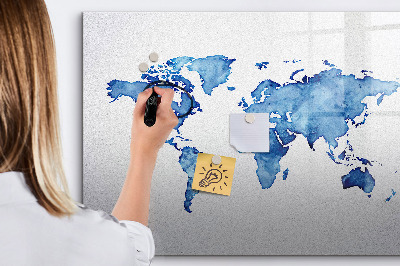 Magnetic erase board Watercolor world map