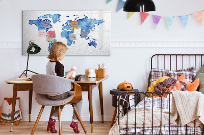 Magnetic erase board Watercolor world map