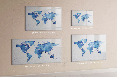 Magnetic erase board Watercolor world map