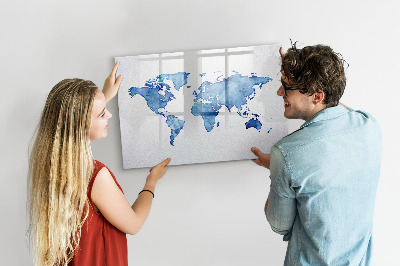 Magnetic erase board Watercolor world map