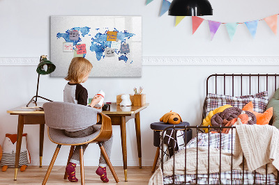 Magnetic erase board Watercolor world map