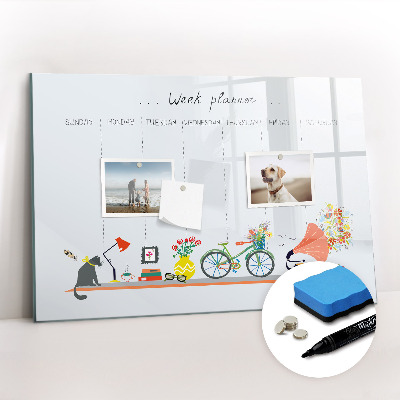 Magnetic writing board Weekly planner
