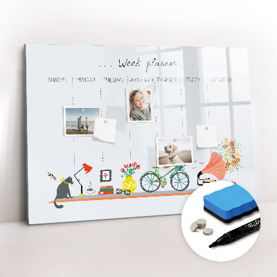 Magnetic writing board Weekly planner