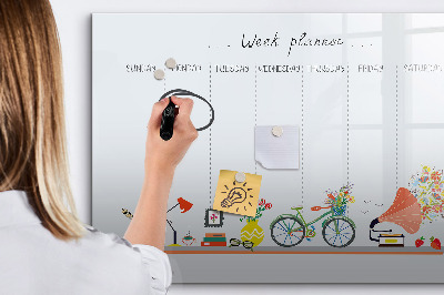 Magnetic writing board Weekly planner