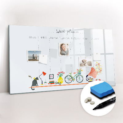 Magnetic writing board Weekly planner