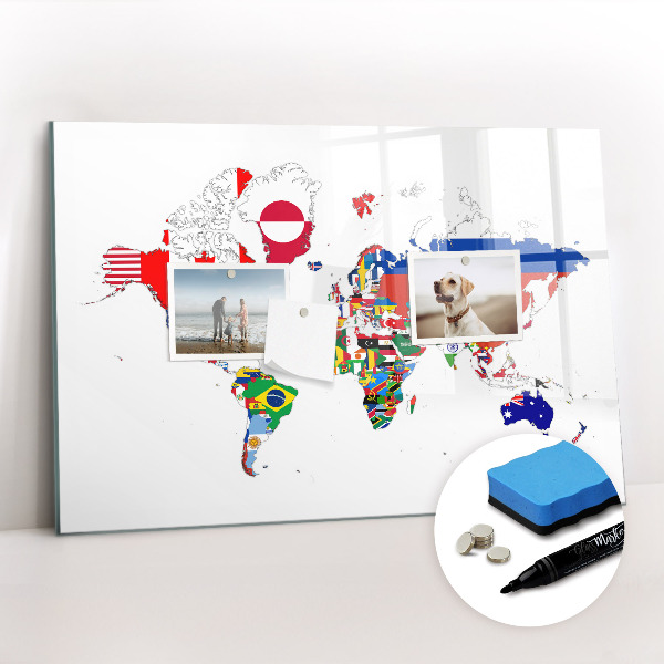 Magnetic writing board National Flags Map