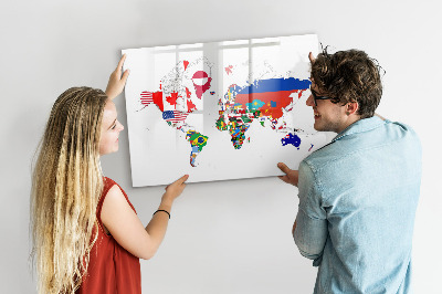Magnetic writing board National Flags Map