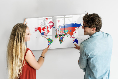 Magnetic writing board National Flags Map