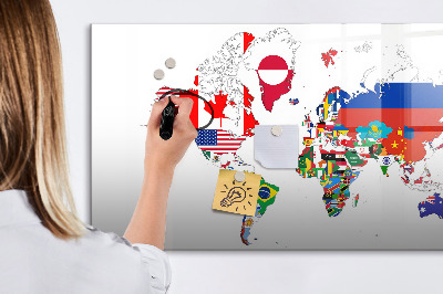 Magnetic writing board National Flags Map
