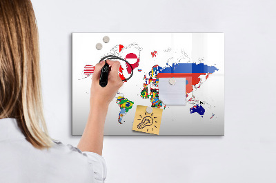 Magnetic writing board National Flags Map