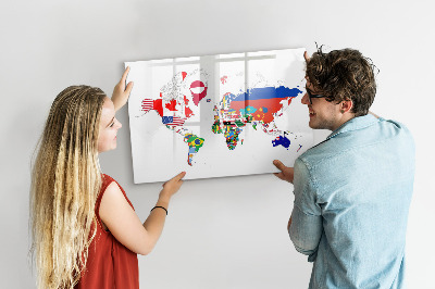 Magnetic writing board National Flags Map
