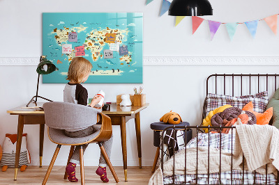 Magnetic writing board Animal World Map