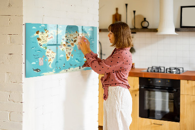 Magnetic writing board Animal World Map