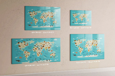 Magnetic writing board Animal World Map