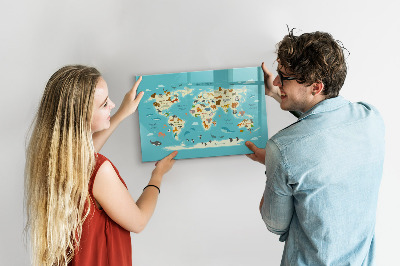 Magnetic writing board Animal World Map