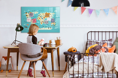 Magnetic writing board Animal World Map