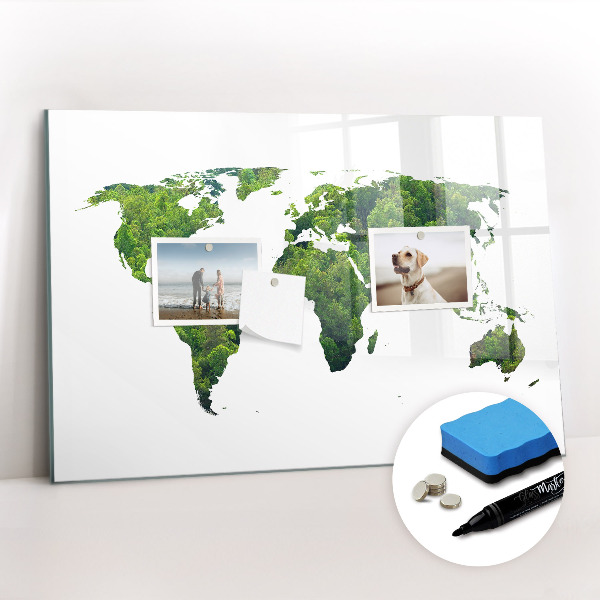 Magnetic erase board World map ecology