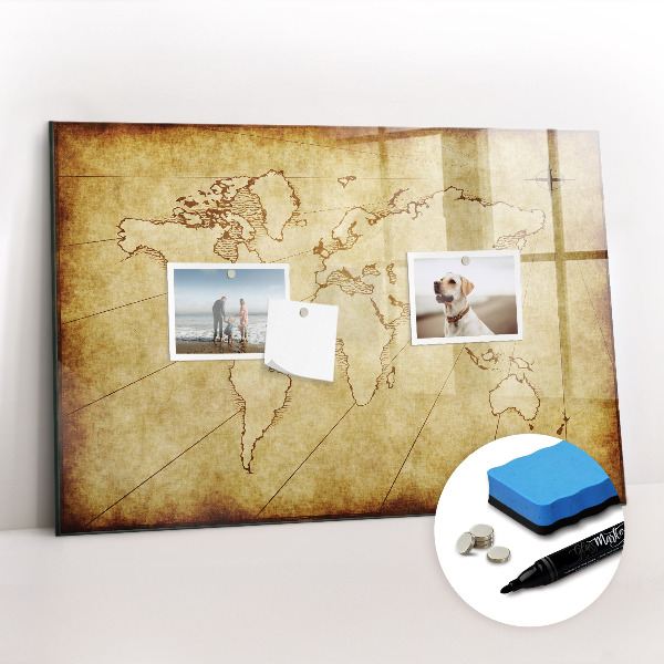 Magnetic erase board Old world map